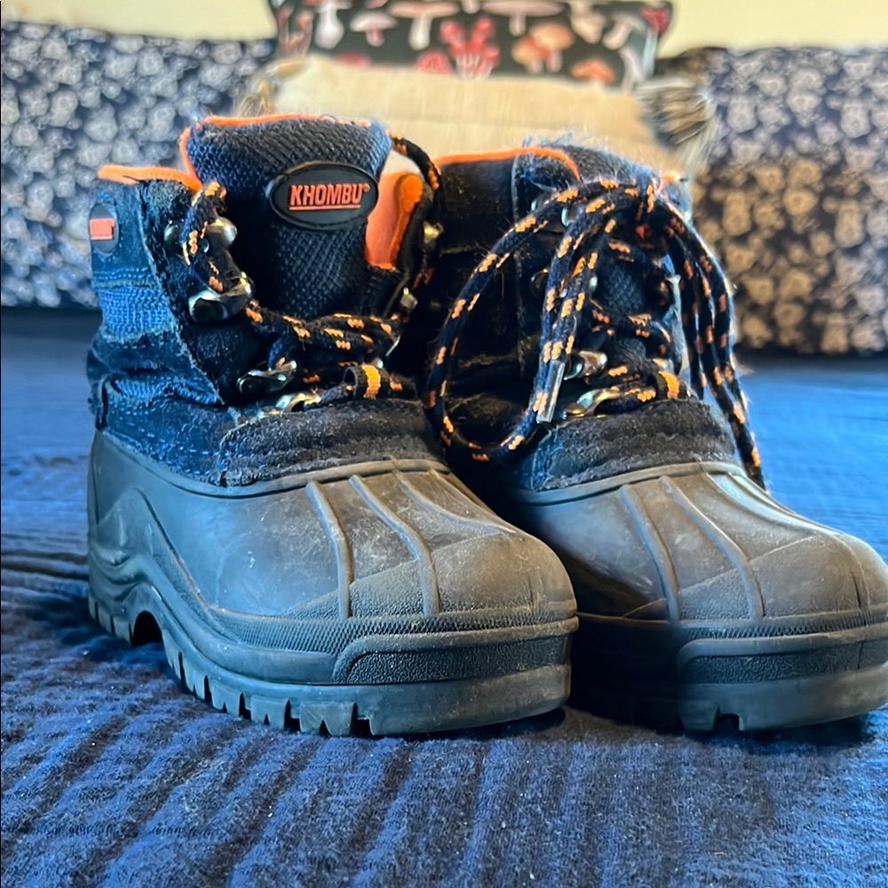 Khombu Black and Orange Rain & Snow Boots